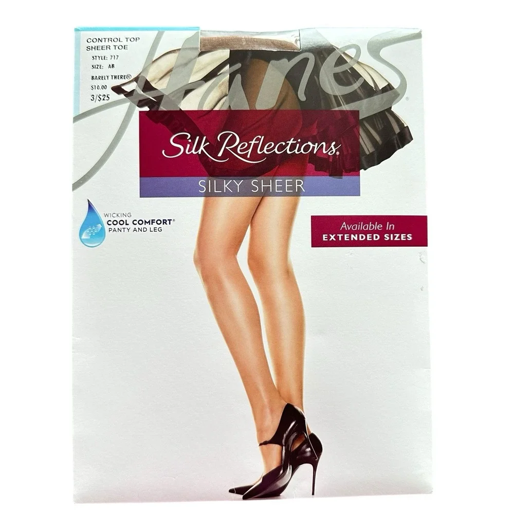 Hanes Silk Reflections Sheer Pantyhose with Control Top Sheer‎ Toe 1 Pk Size AB